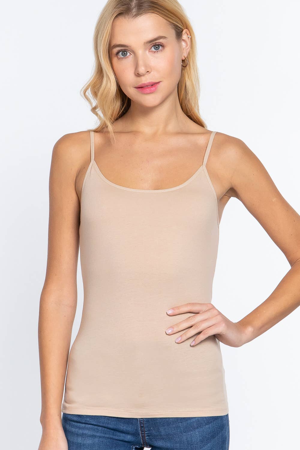 Basic Adjustable Spaghetti Strap Cropped Cami with Shelf Bra