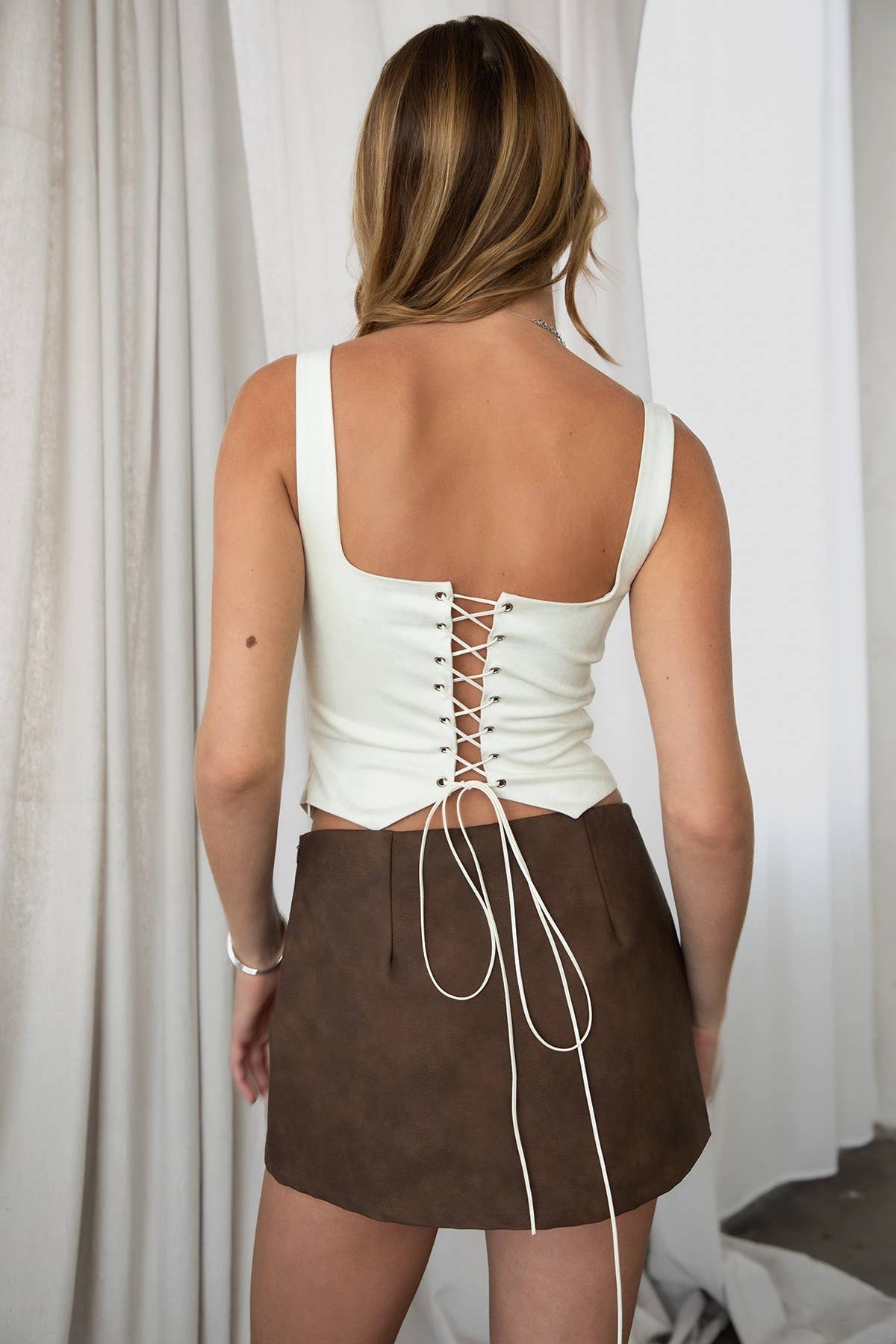 JESSIE Embroidered Western Suede Corset Bustier Top Vest