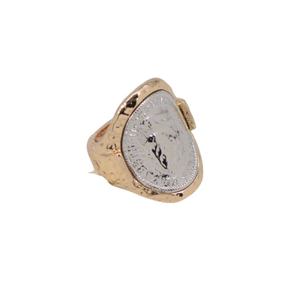 METAL BENT COIN RING, 25R 1050