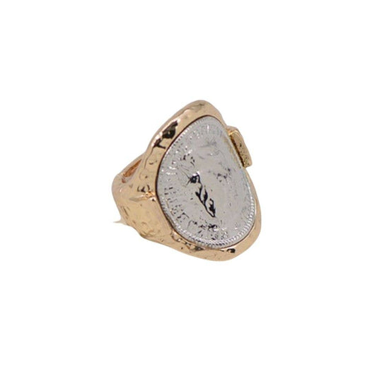 METAL BENT COIN RING, 25R 1050