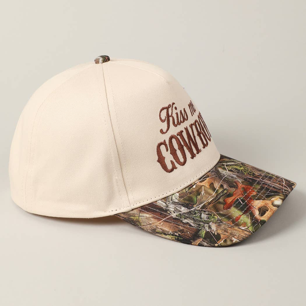 Kiss Me Cowboy Embroidery Two-Tone Cap