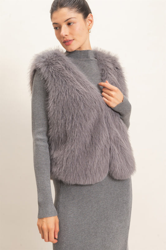 Open-front Faux Fur Vest
