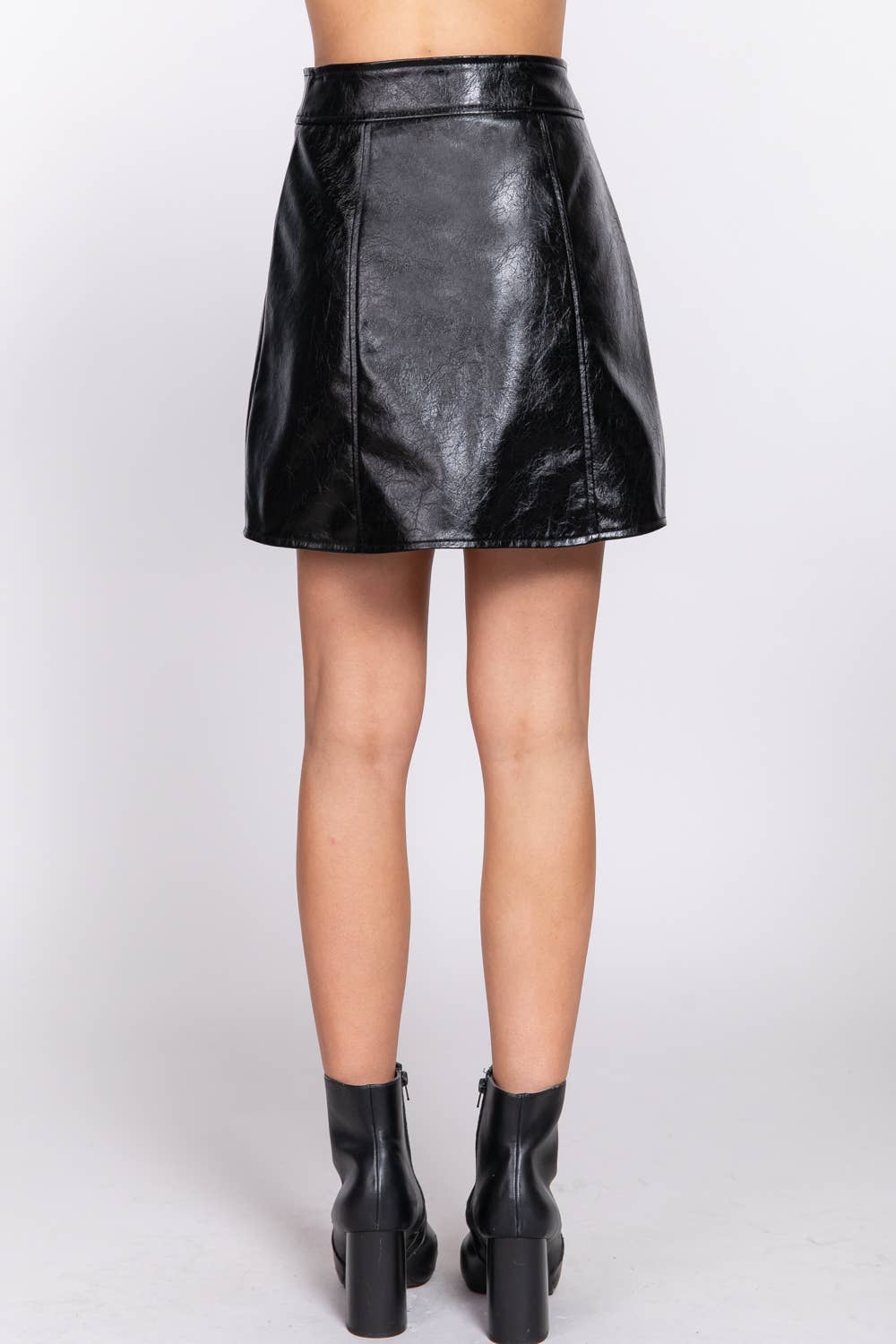 A-Line Coated PU Mini Skirt