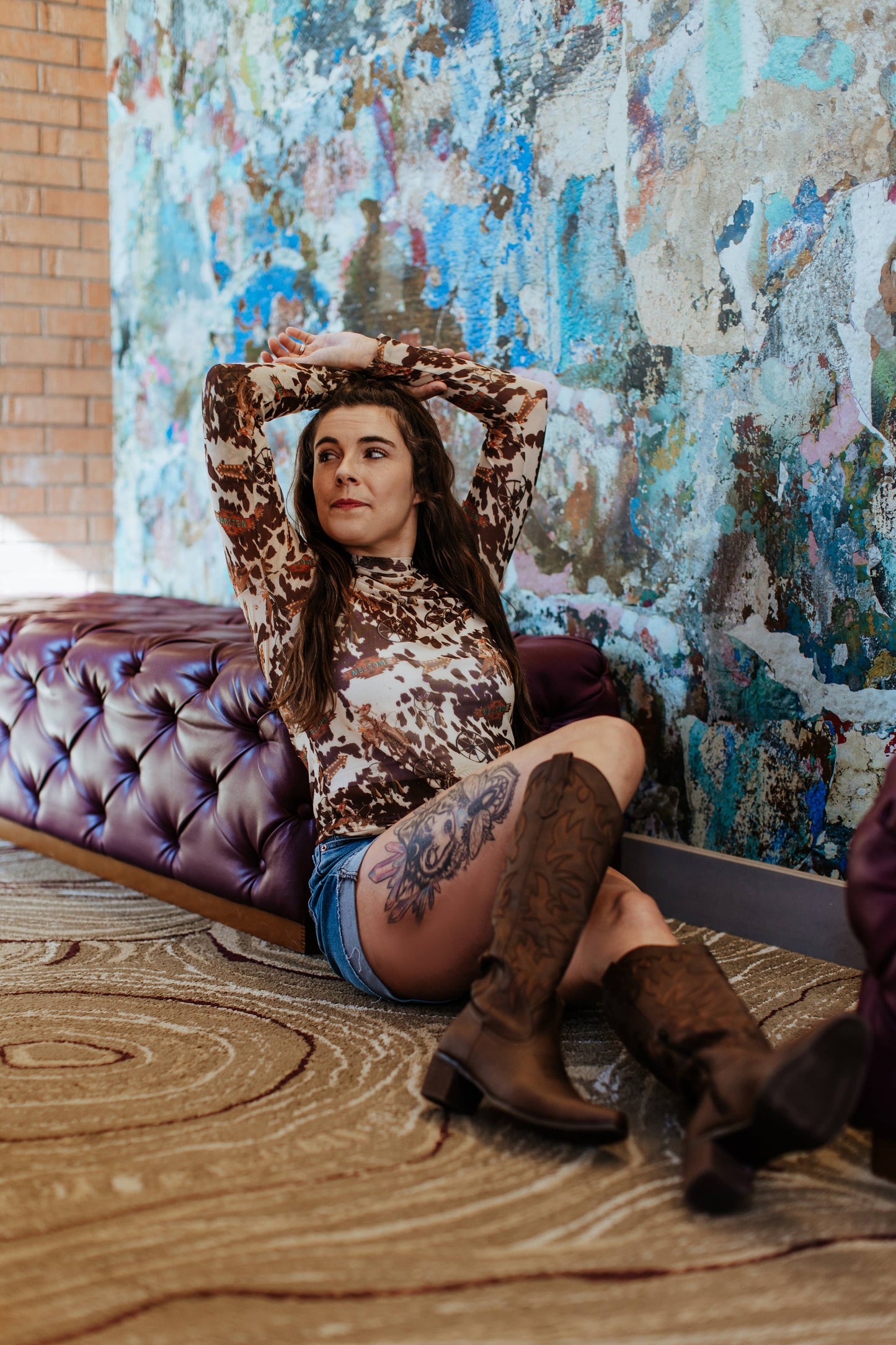 MK575 Cowhide Buckaroo LS Mesh Top