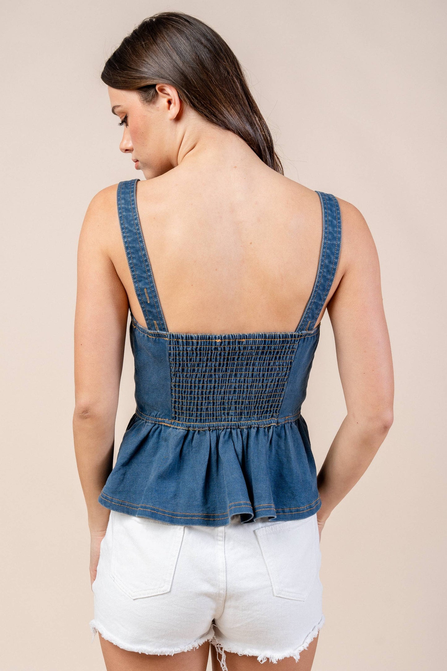 CT10369N STRETCH DENIM TOP