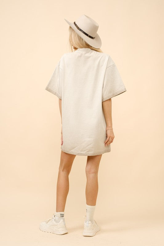 Western Graphic Wide Short Sleeve T Shirt Dress