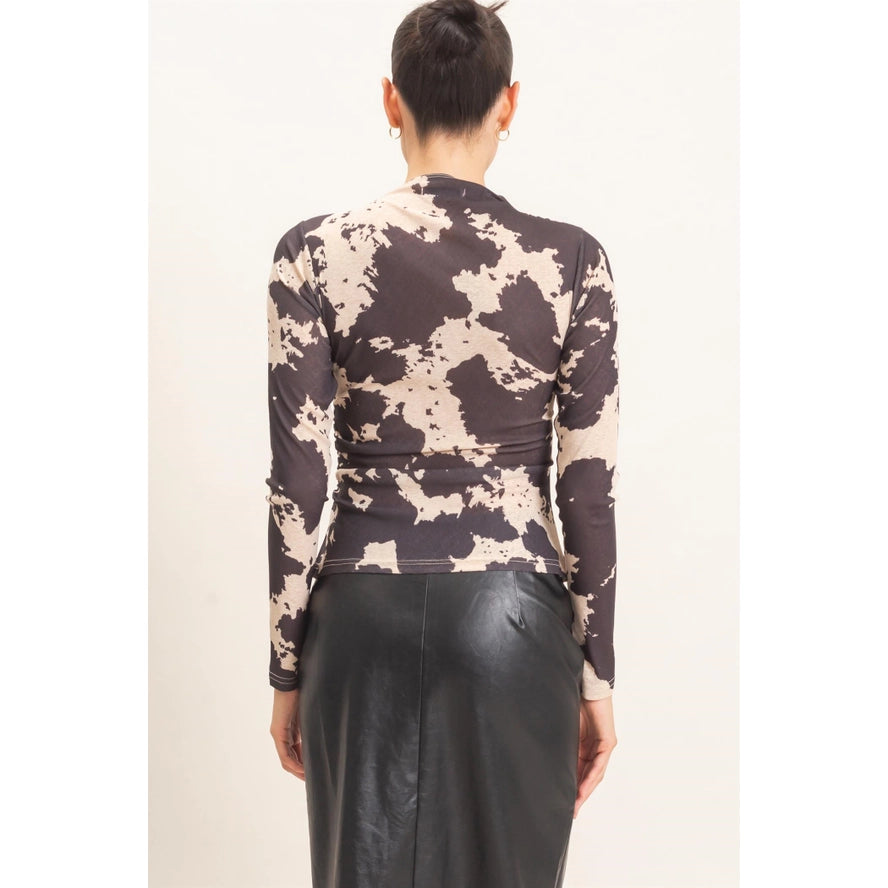 Asymmetrical Cow Print Top