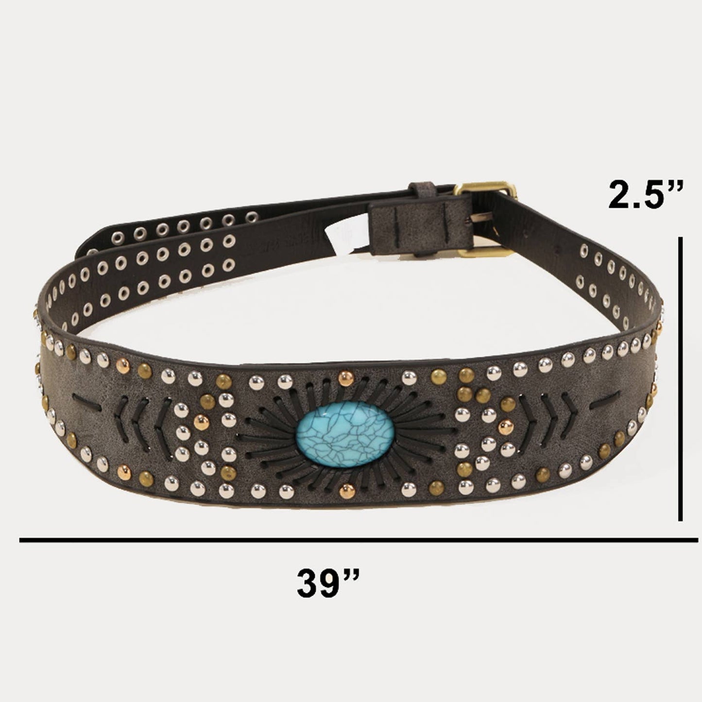 Double Studded Faux Leather Belt