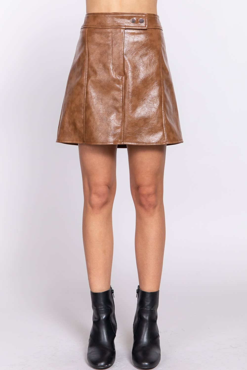 A-Line Coated PU Mini Skirt