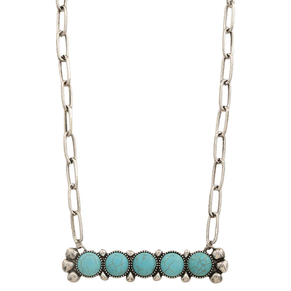 WESTERN STYLE TURQUOISE QUINT BAR NECKLACE, SN 0864