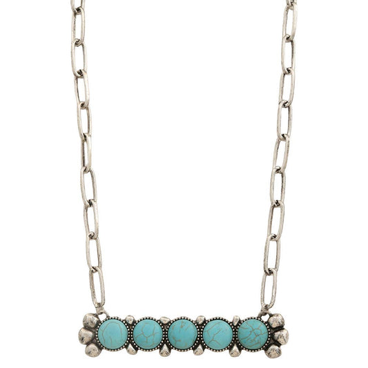 WESTERN STYLE TURQUOISE QUINT BAR NECKLACE, SN 0864