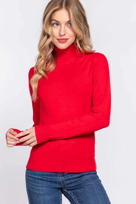 Long Sleeve Turtle Neck Basic Viscose Sweater