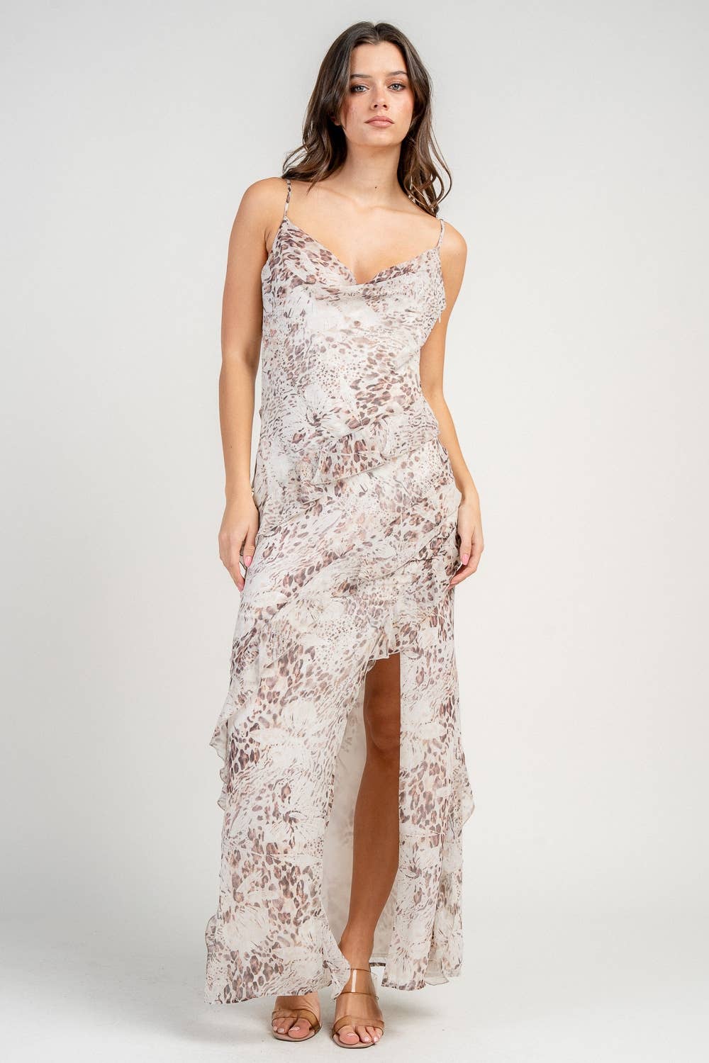 CD30859S YORYU TENCEL RUFFLE MAXI DRESS