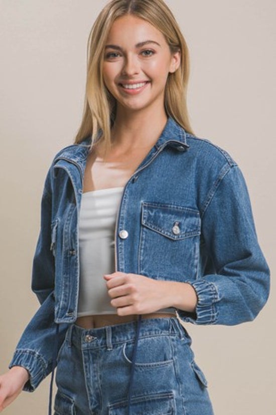 Long Sleeve Crop Denim Jacket