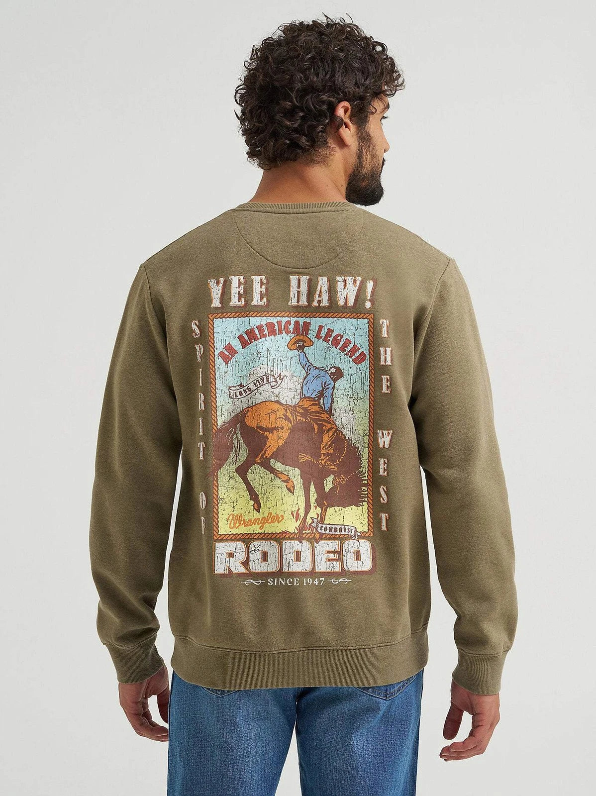 Wrangler Men's Burnt Olive Graphic Long Sleeve Pullover