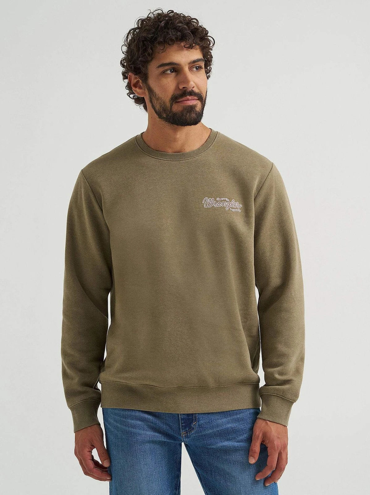 Wrangler Men's Burnt Olive Graphic Long Sleeve Pullover