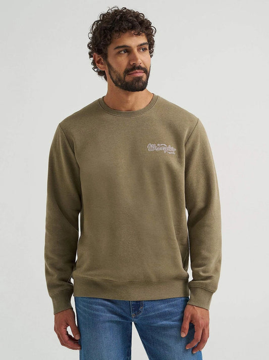 Wrangler Men's Burnt Olive Graphic Long Sleeve Pullover