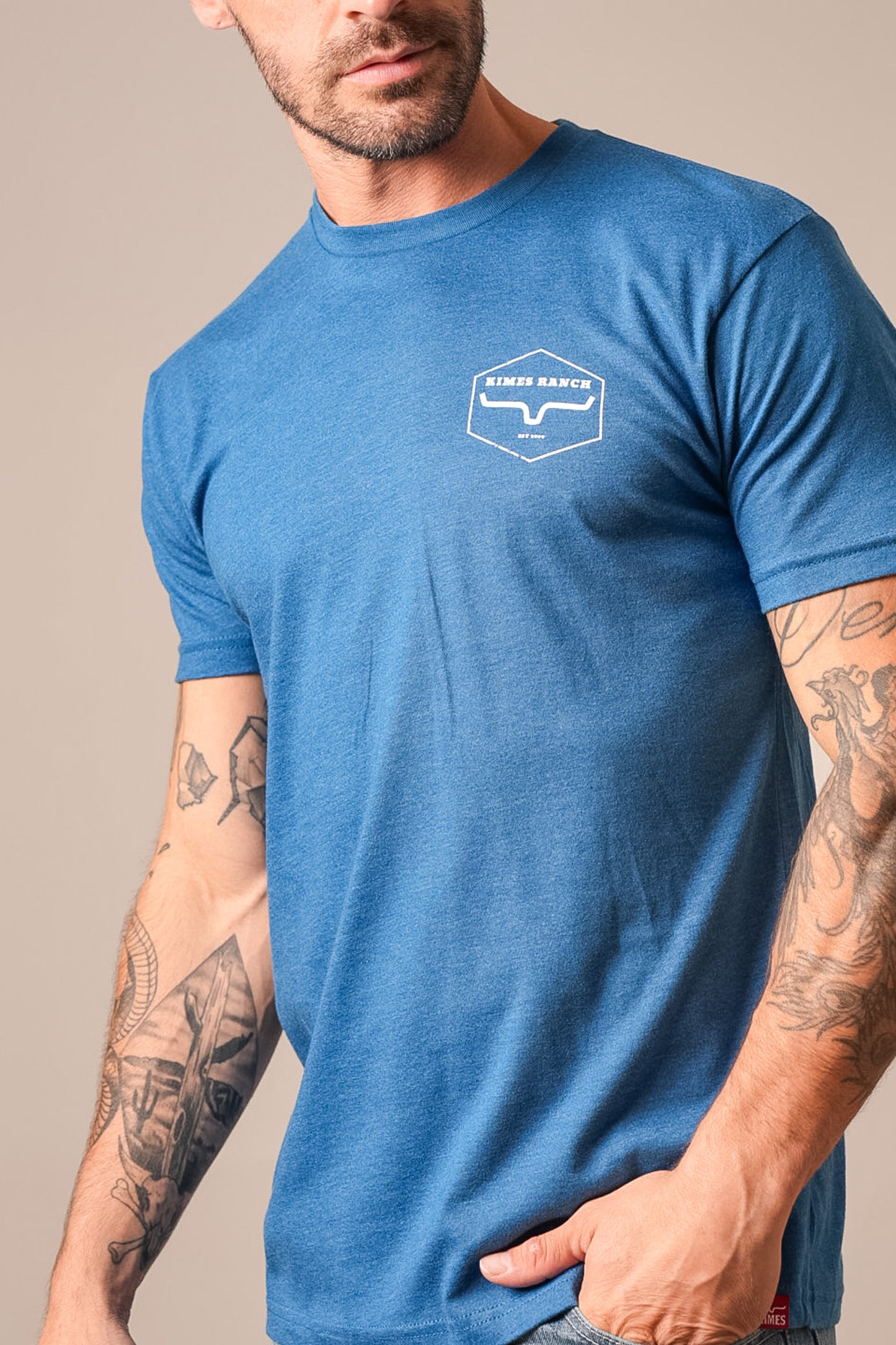 WOODEN HEX-HEATHER COOL BLUE