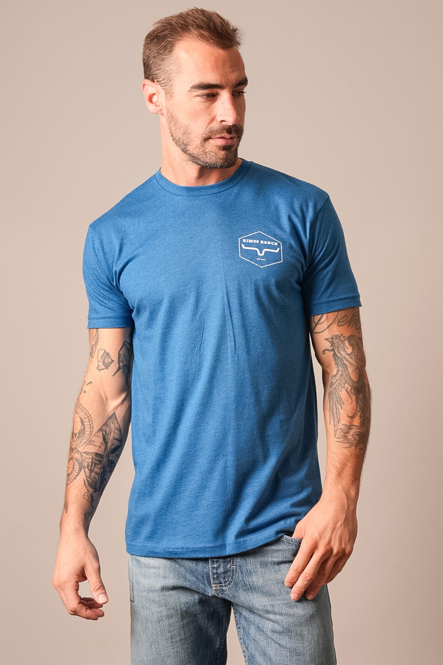 WOODEN HEX-HEATHER COOL BLUE