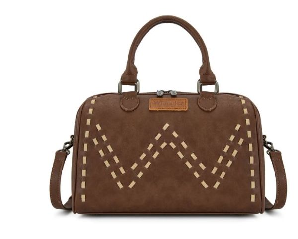 Wrangler Stitch Detail Classic Barrel Satchel/Crossbody -Tan