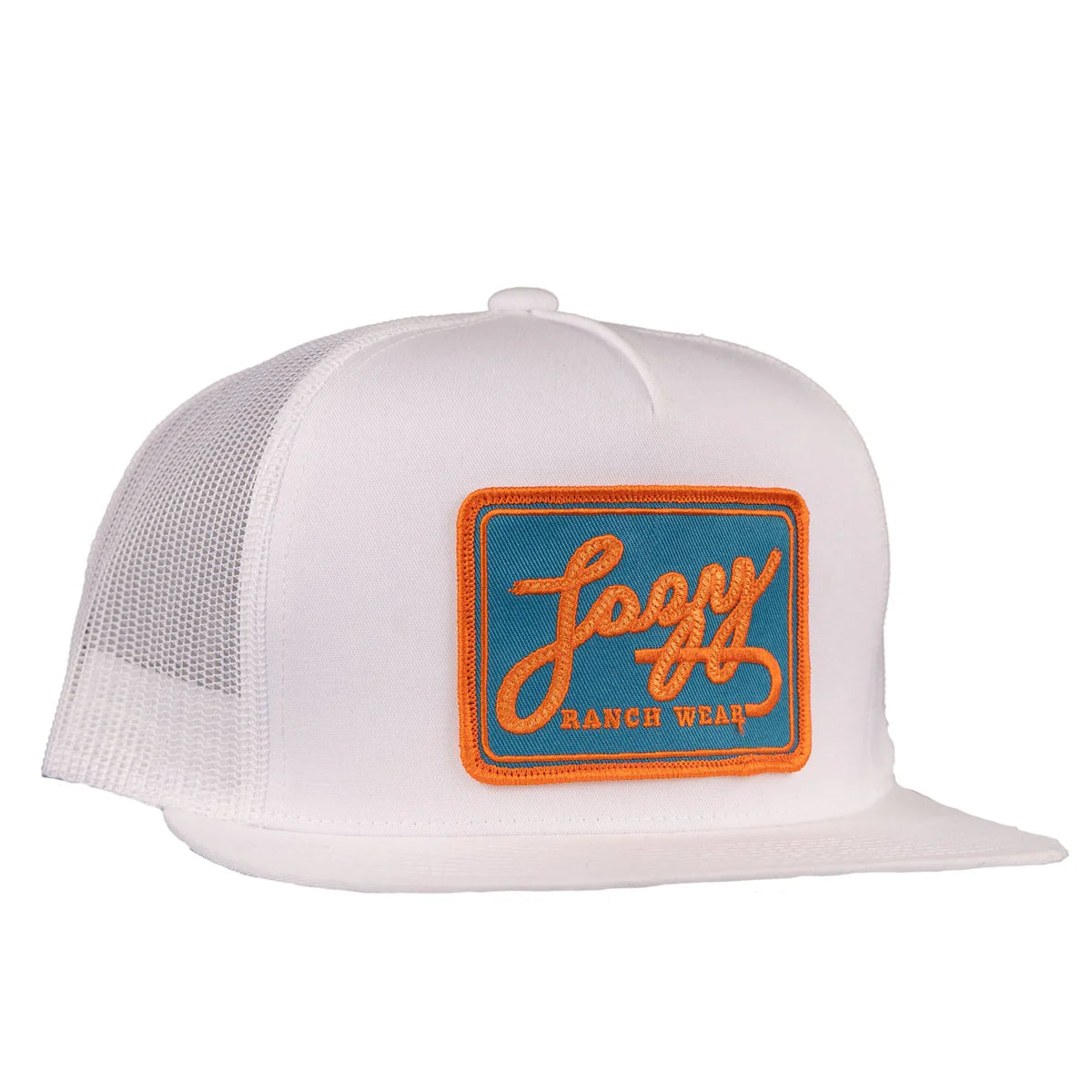 Lazy J Ranch White Teal Breakaway Classic Five Panel Trucker Hat