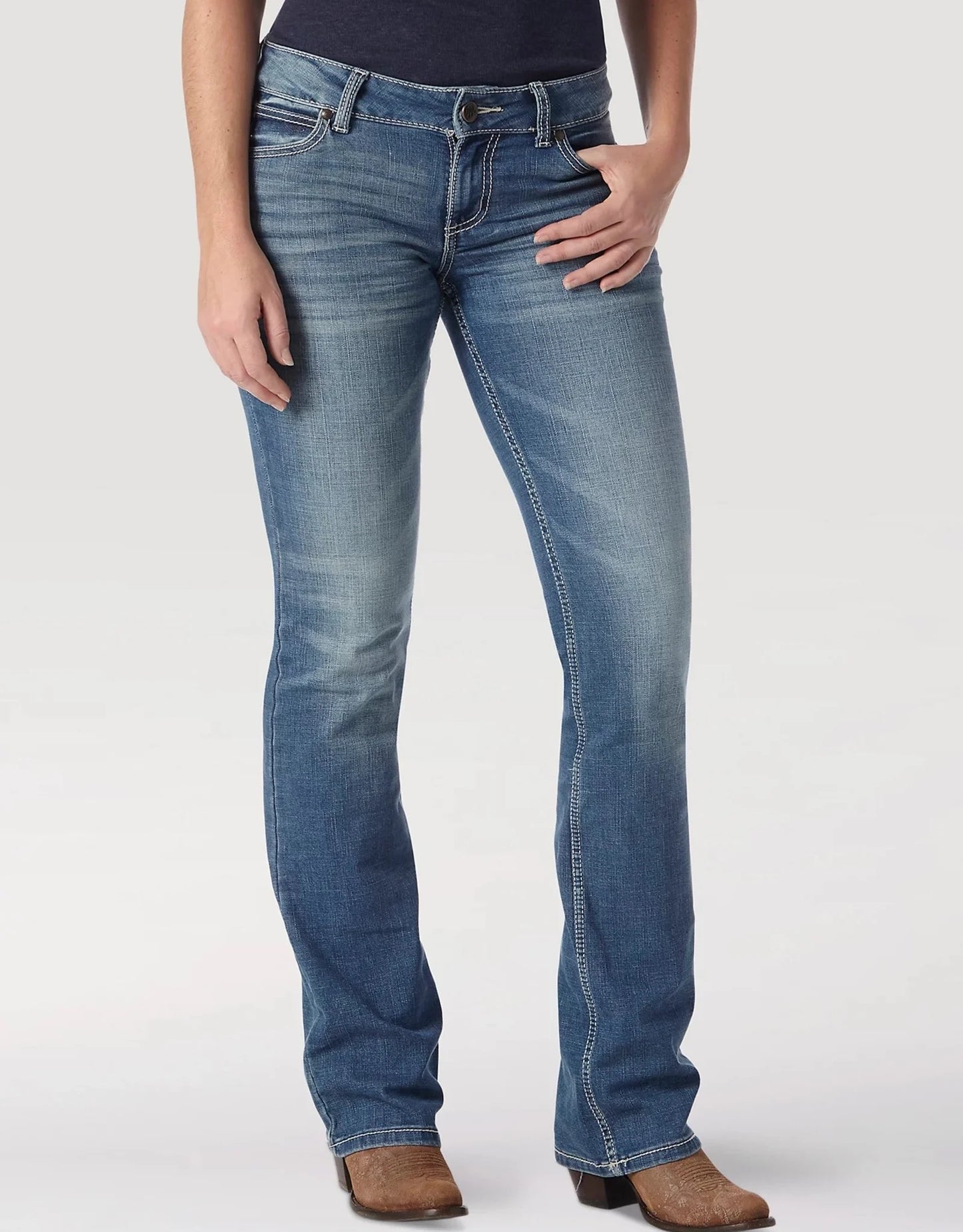 Women's Wrangler Retro Mae Mid Rise Boot Cut Denim Western Riding Jean