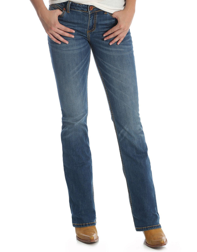 Wrangler Women's Retro Mae Stretch Mid Rise Slim Fit Boot Cut Jean - KM Wash
