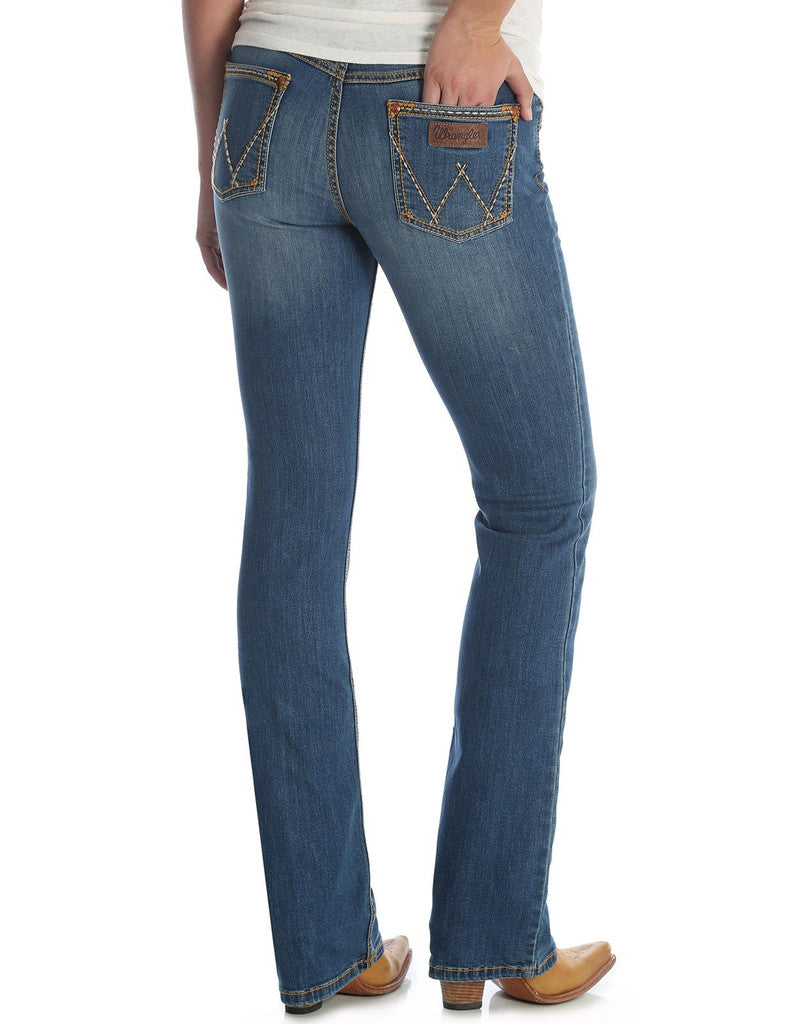 Wrangler Women's Retro Mae Stretch Mid Rise Slim Fit Boot Cut Jean - KM Wash